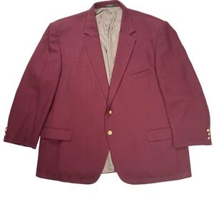 Hardwick Clothes Mens Burgundy Blazer Gold Crest Buttons USA Made Maroon 52R